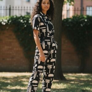 BEL KAZAN Stylish Black and White Jumpsuit